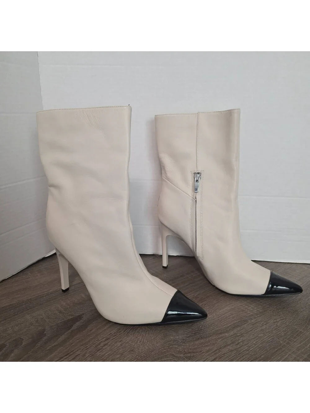 Women's Ankle Boots with Black Pointed Toe and Side Zipper